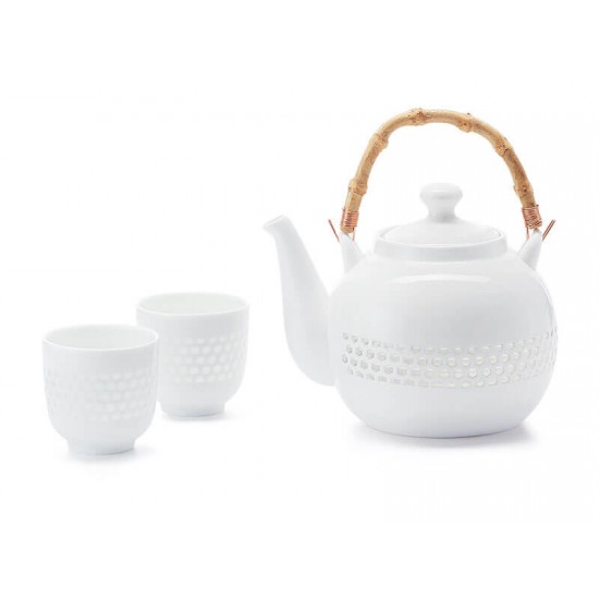 Set ceai 3 piese portelan alb